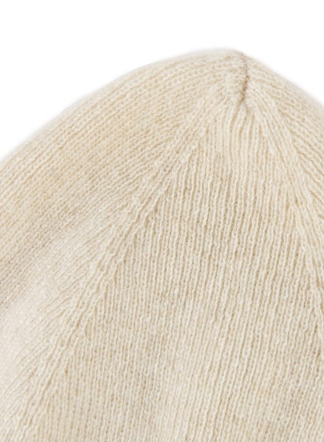 Lallier Unisex 100% Pure Cashmere Beanie, Ribbed Cuffed Hat Warm Soft with Gift Box for Women and Men (Cream White) - Image 3